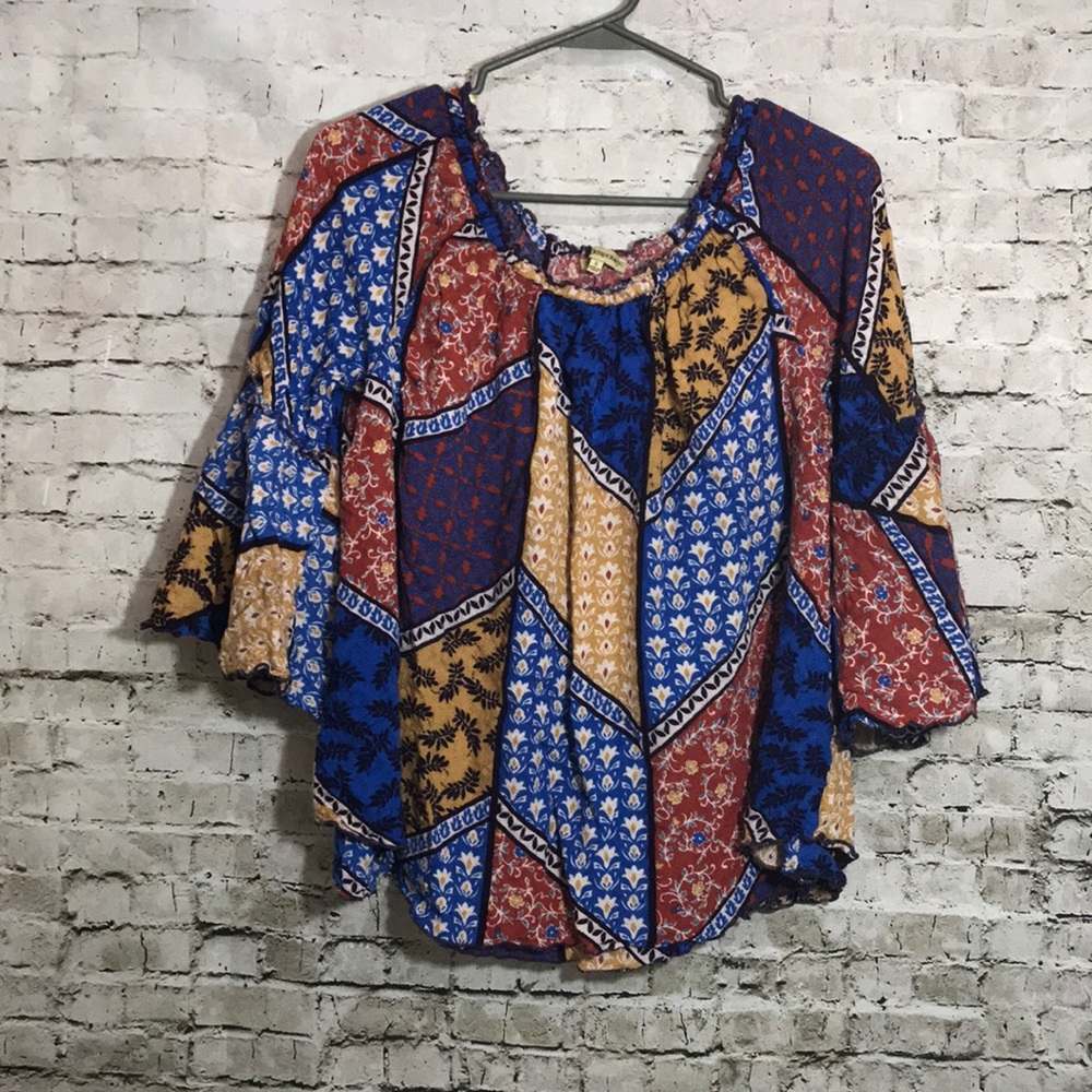 Democracy patchwork floral colorblock top size S